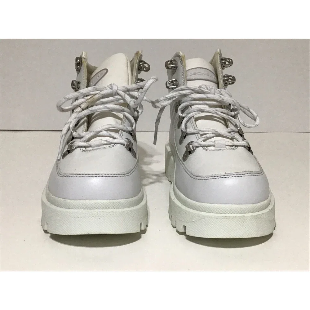 Skechers Shindigs Renegade Sneaker Sz 7 White Leather Chunky Boots Retro Chic